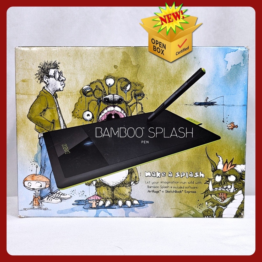 Wacom Bamboo Splash CTL471 Pen Tablet Graphics Drawing USB Black Green CTL471